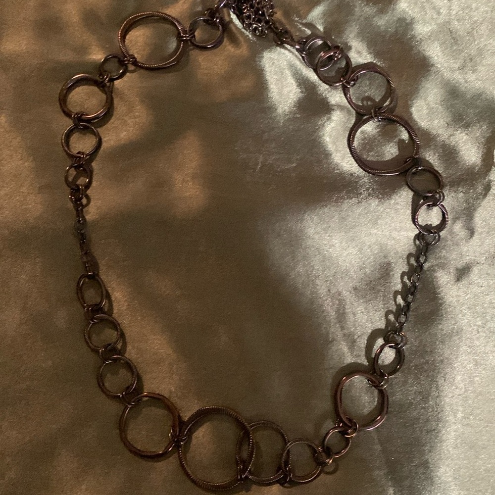 Lia Sophia Hoop Chain Fashion Necklace Dark Plum Lobster Claw Clasp 38 in